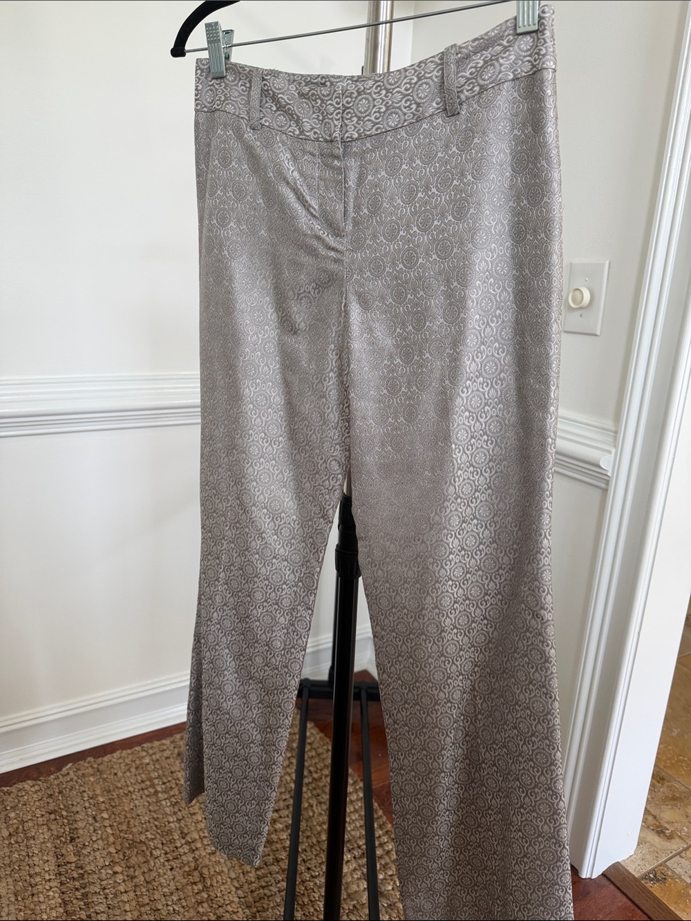Ann Taylor Cropped Patterned Ankle Pants in Light Taupe